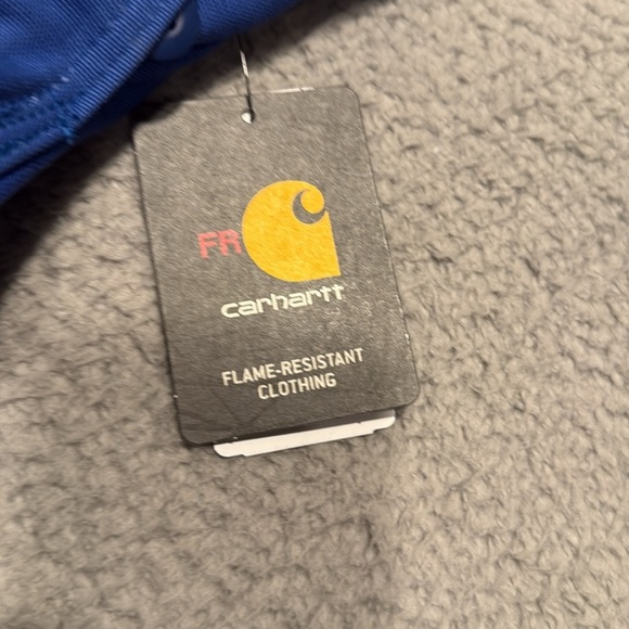 Carhartt Men's Flame-Resistant Striped Duck Bib Overall Unlined Blue Work 34x32 - Picture 9 of 9